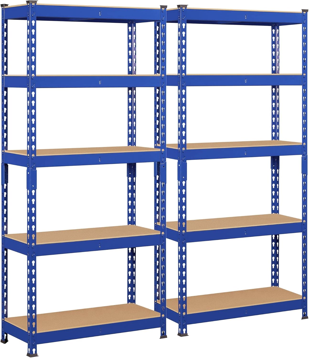 Topeakmart 2 PCS 5-Tier Utility Shelves, Metal Storage Shelves Garage Shelving Unit Adjustable Garage Storage Shelves Storage Racks Heavy Duty Shed Shelving-Blue, 27.5 x 12 x 60 Inch