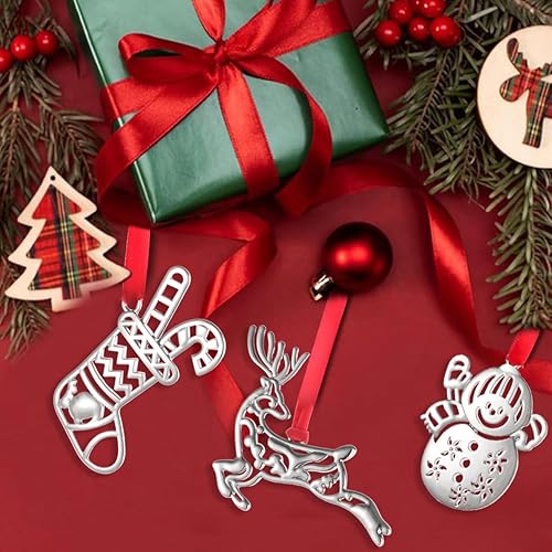 Miniatura 4 de 6 adornos de Navidad de metal con copos de nieve para árbol de Navidad, decoraciones colgantes de Navidad para invierno, decoración de árbol de