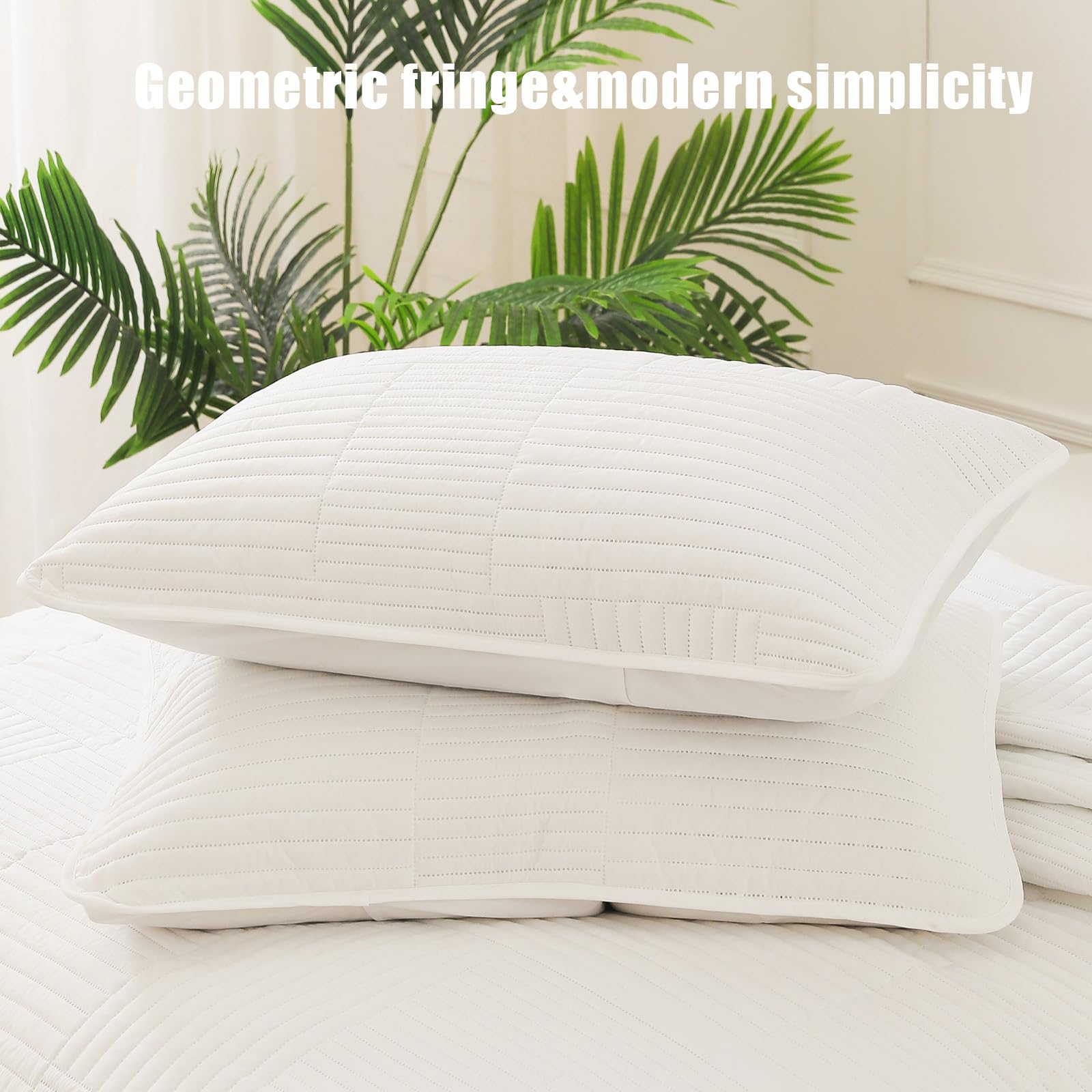 Whale Flotilla Quilted Bedspreads 3 Piece Queen Size Stripe Bedding Set, White, Full/Queen (220×240CM) - Image 6