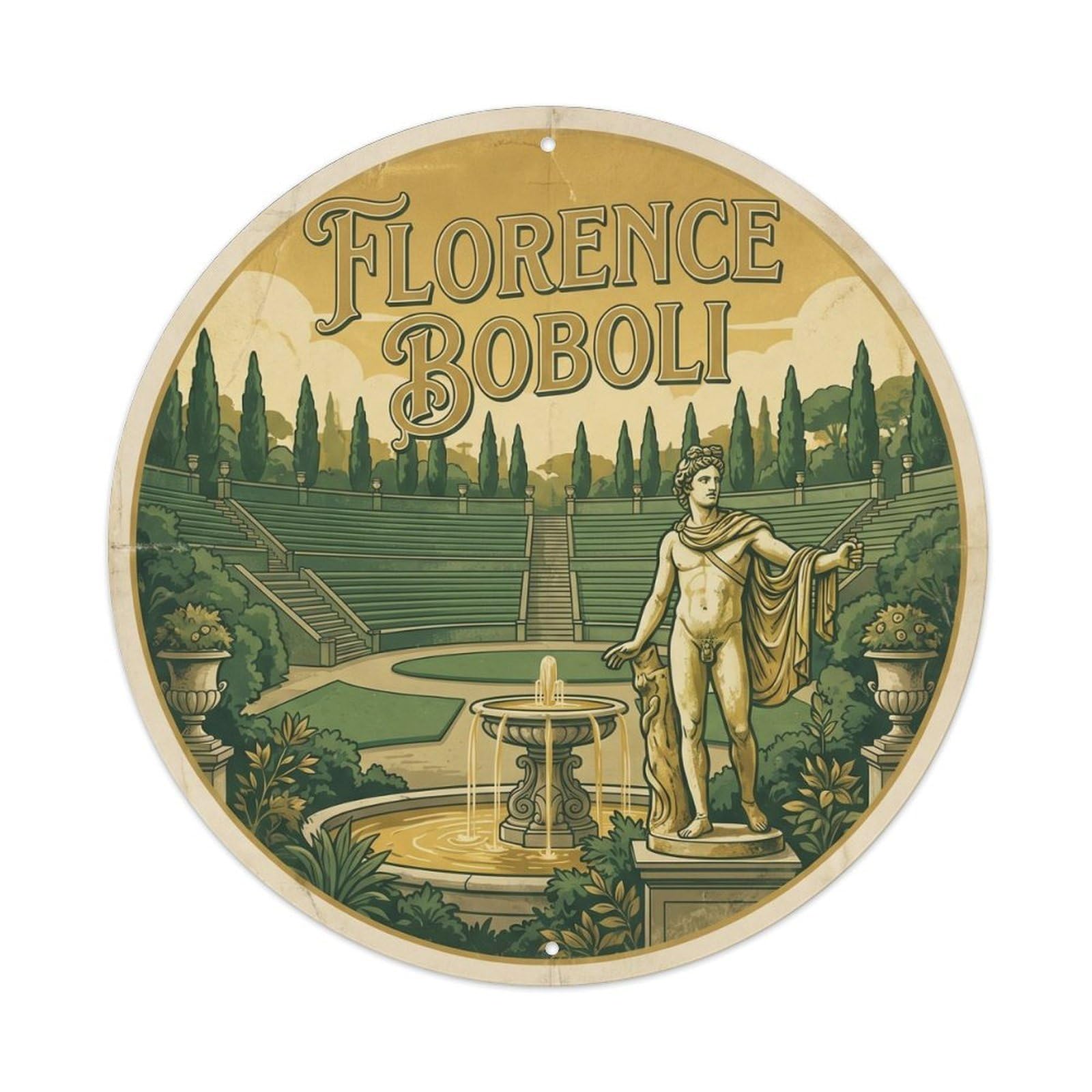 Florence Italy City Landmark Travel Boboli Vintage Metal Tin Sign