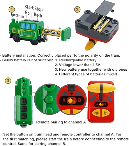 Miniatura 5 de Juego de tren de juguete con pilas para sistema ferroviario, juguete de tren motorizado compatible con Thomas, Brio, Chuggington