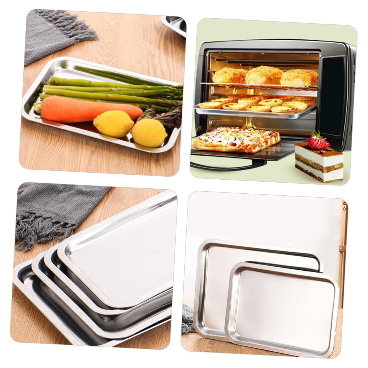 MAGICLULU 4Pcs Stainless Steel Plate Dinnerware for Self Feeding Camping Outdoor Use Reusable Metal Dishes for Boys