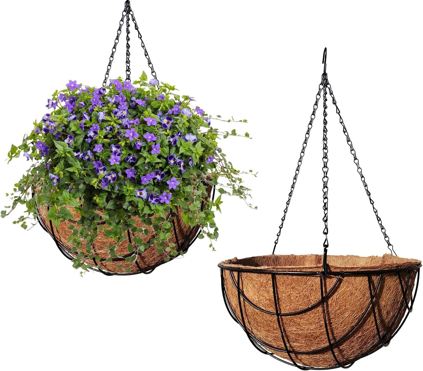 MTB Supply 2 Pack 12 Inch Garden Hanging Baskets Vintage Geo with Coco-Liner for Home Balcony Patio Decoration Outdoor Hanging Planter