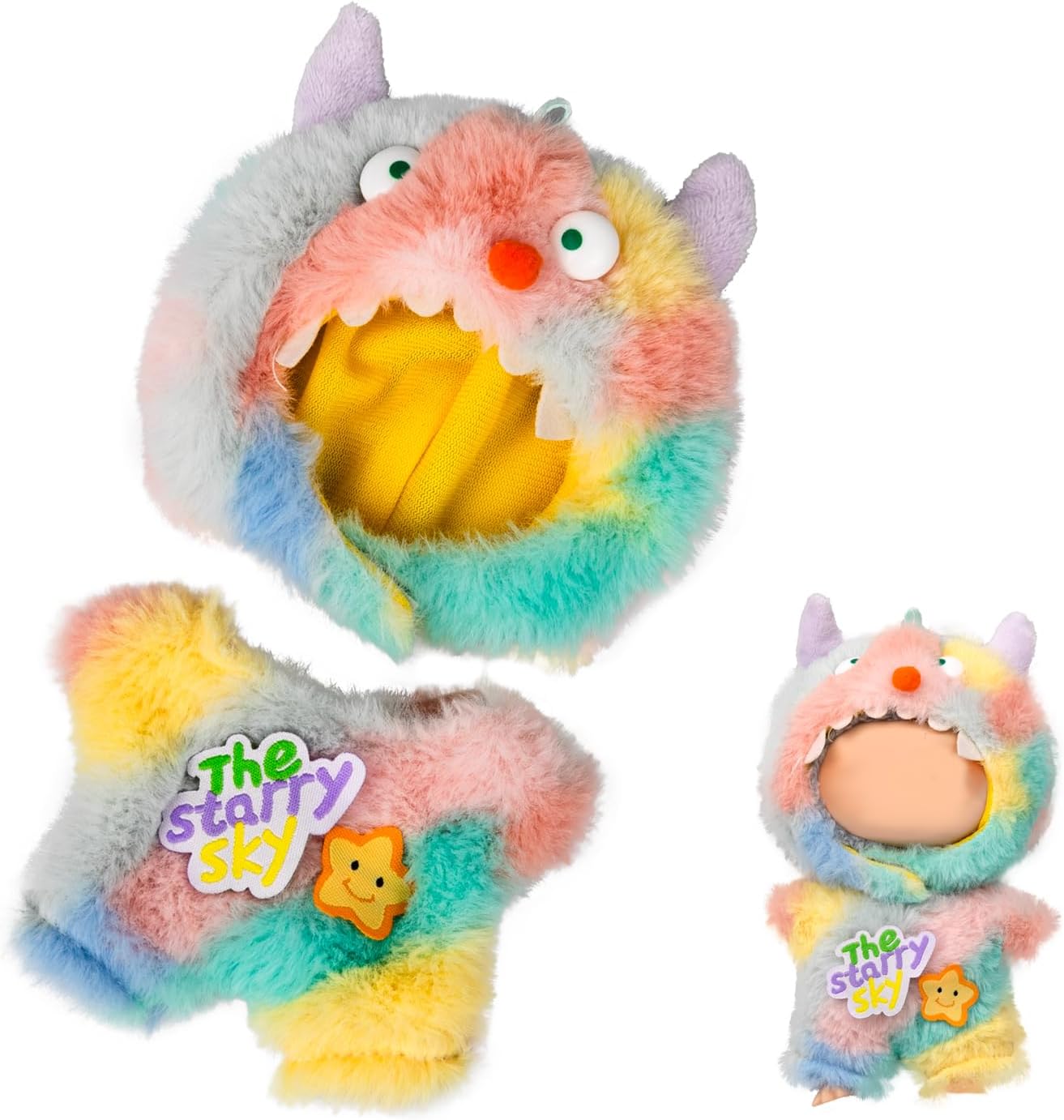 Doll Clothes for Labubu, 6.7"/5.9" (17cm/15cm) Dolls Outfit Set, Colorful Plush Monster Style High-End Fashion Accessories (No Doll Included)