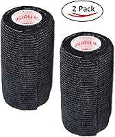 Vista 2 de Cinta adhesiva para veterinarios (negro) (paquete de 2) (4 pulgadas x 15 pies), autoadhesiva, adherente, cohesiva, flexible, autoadhesiva, rollo