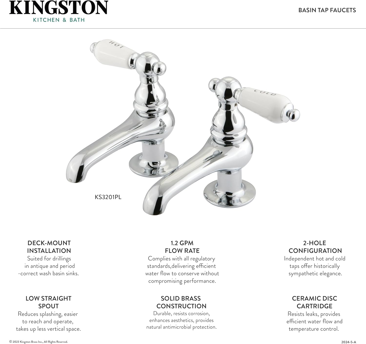 Kingston Brass KS3201PL Restoration Basin Faucet, 3-1/2-Inch, Polished Chrome
