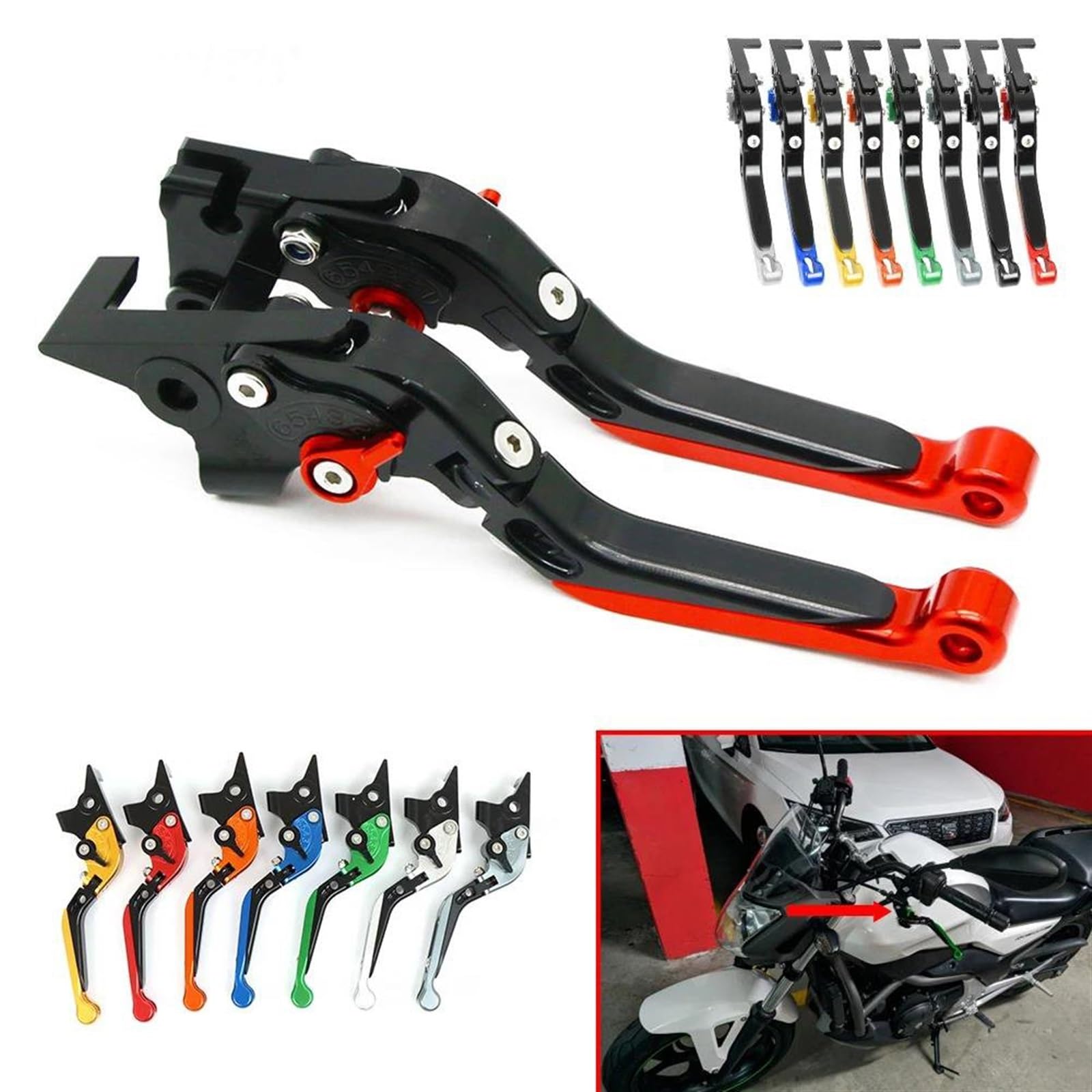 Palanca Embrague Freno para Suzuki para GSF 600 para Bandit GSF600 Bandit 1995-2006 Accesorios Motocicletas Palancas Embrague Freno Plegables Extensibles Ajustables CNC Palanca Freno Embrague(N)