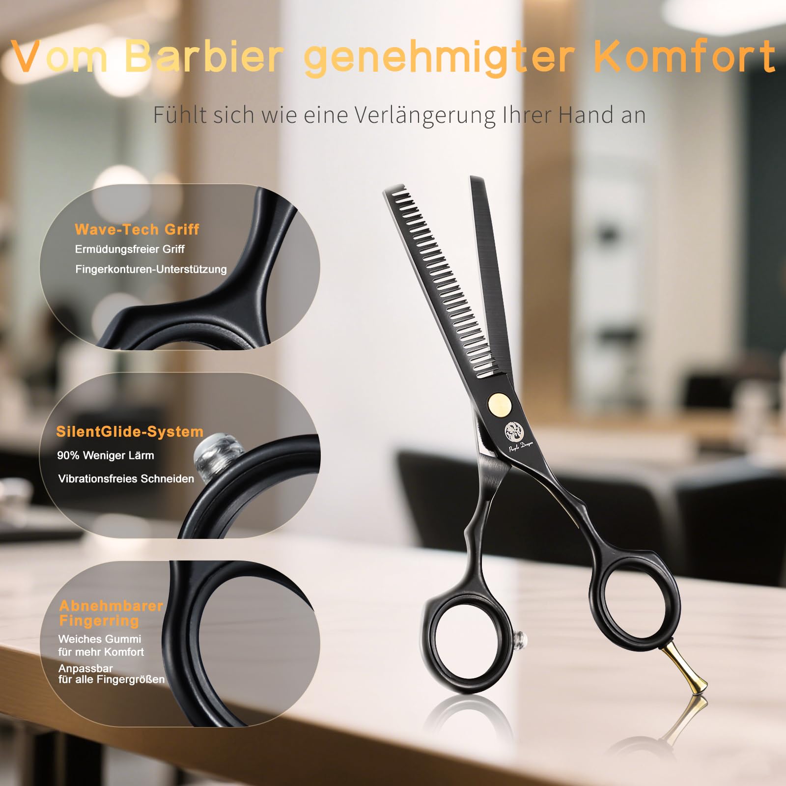 Purple Dragon Haarschere 5,5 Zoll Profi Friseurschere Set scharfe Schere für Friseur Barbier Anfänger Schwarz