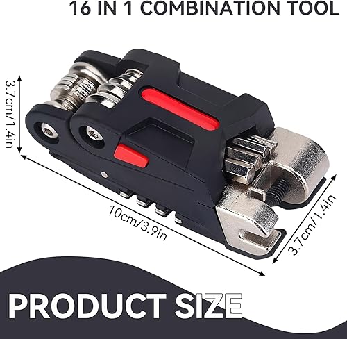 Miniatura 3 de Herramienta para bicicleta, multiherramienta 16 en 1, multiherramienta para bicicleta de montaña, portátil, plegable, kit de reparación de ciclismo