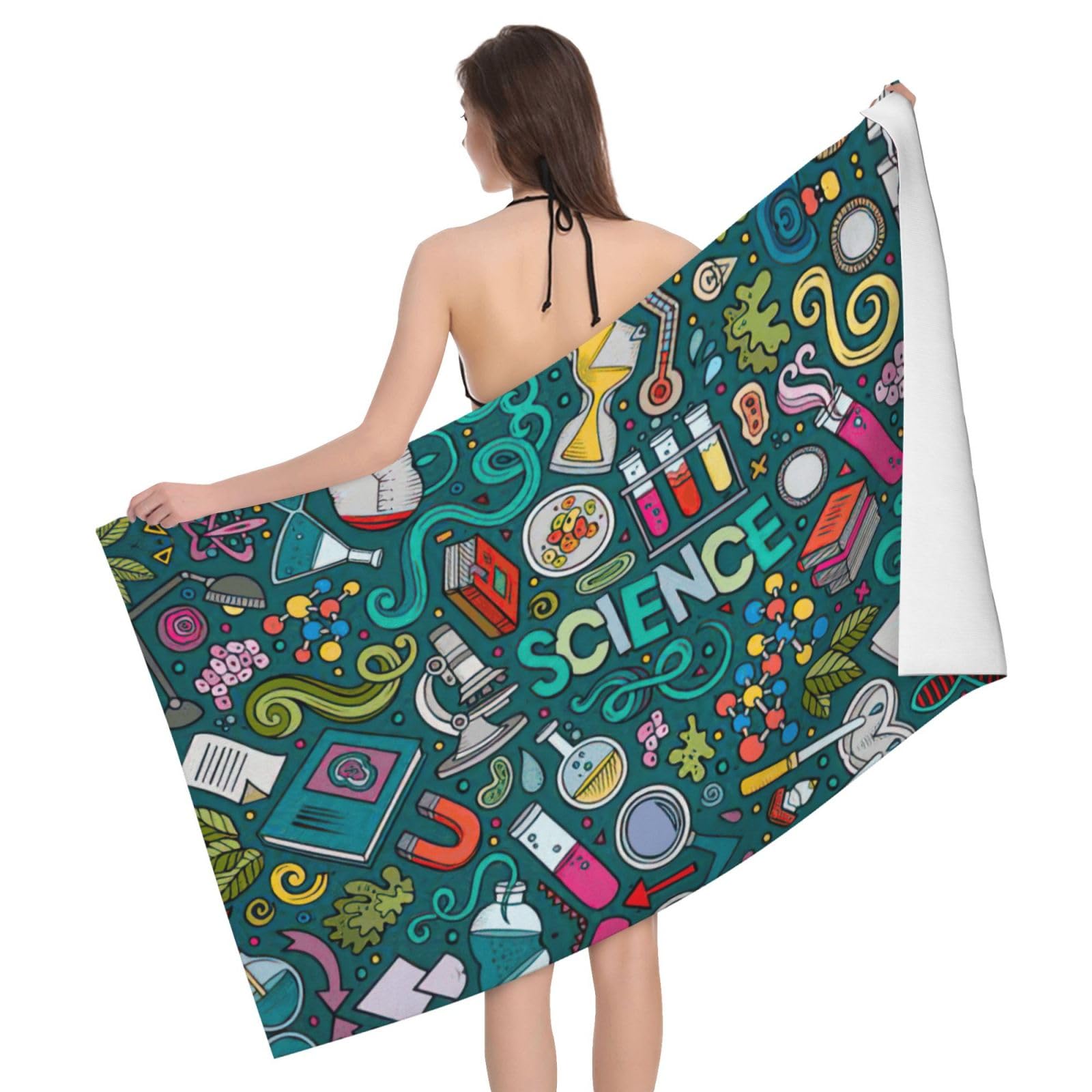 Serviettes de bain en microfibre dessin animé science drap de piscine voyage
