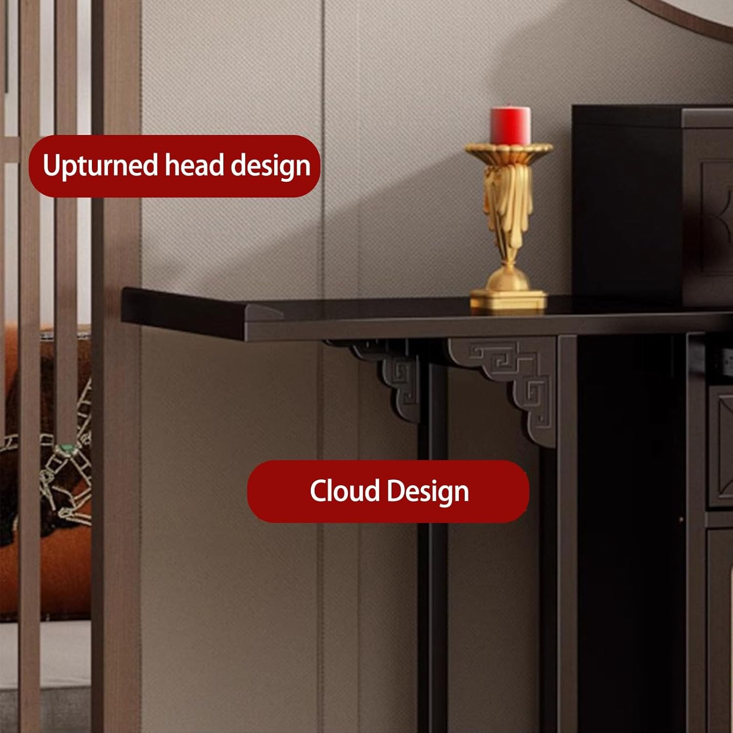 Bamboo Shrine Altar Table with Storage,Meditation Altar Cabinet,Chinese Style Personal Offering Table, Buddhist Prayer Tables for Family Spiritual Use(Natural,100cm/39.3in)