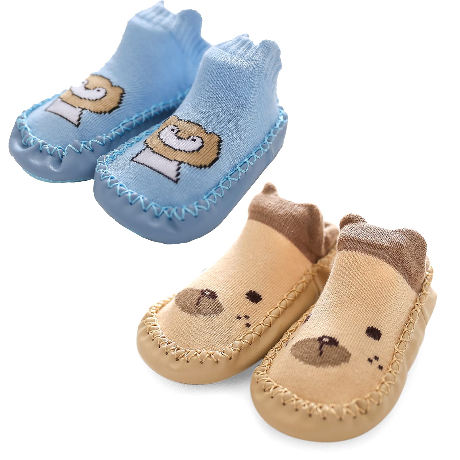 Pwsap2 Pairs Baby Sock Shoe Boys Anti-Slip Slippers Socks, Toddler  Moccasins Slipper Floor Breathable First Walking Shoes Indoor Outdoor  Winter Warm