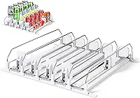 Organizador de Bebidas Autoempurrável, Dispensador Automático de Bebidas, Ajustável em Largura, 5 Fileiras, Branco