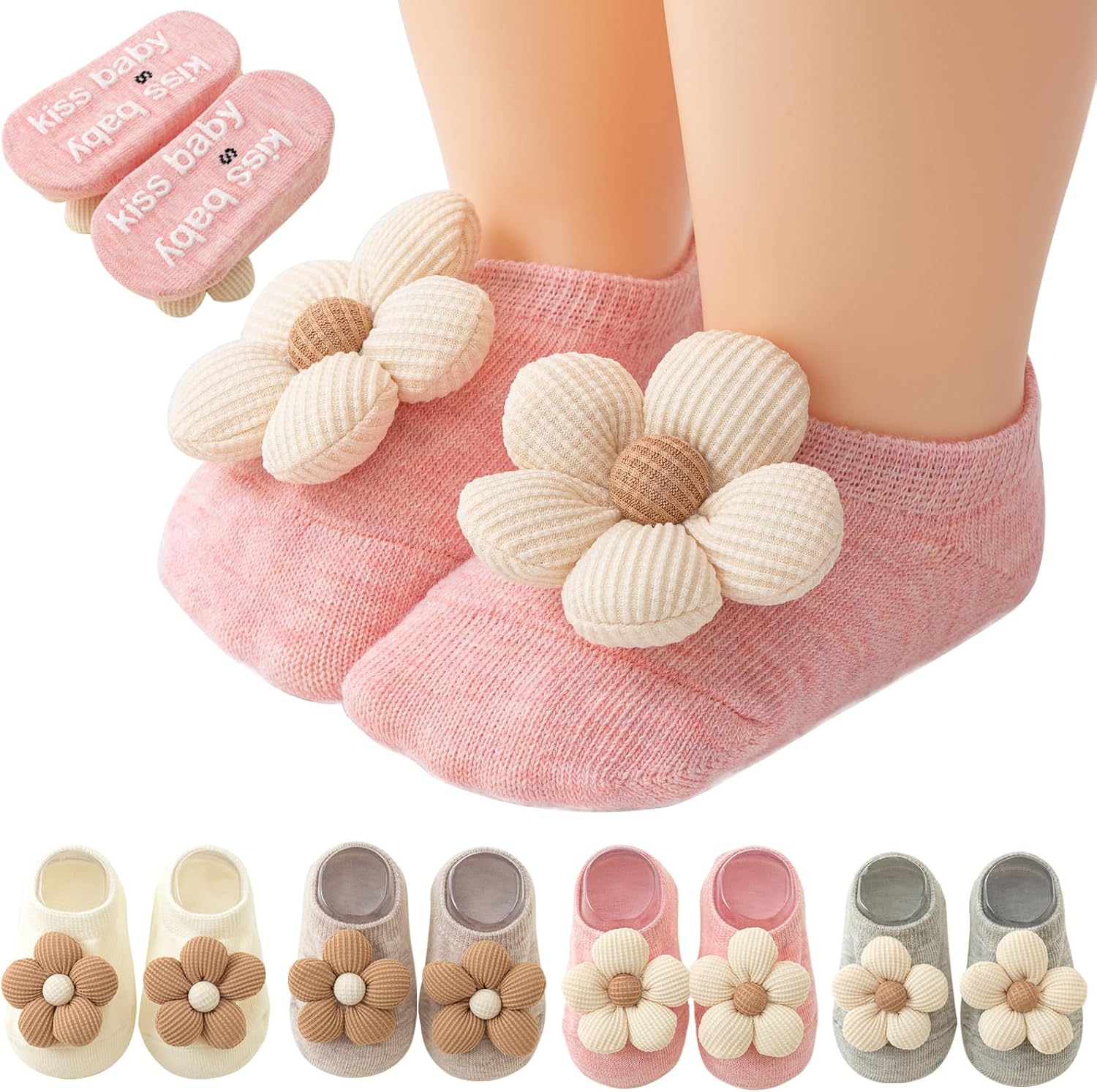 Cotton Baby Girl Socks 0-12 Months Newborn Socks Ankle Socks for Babies Infant Socks Toddler Socks with Grippers
