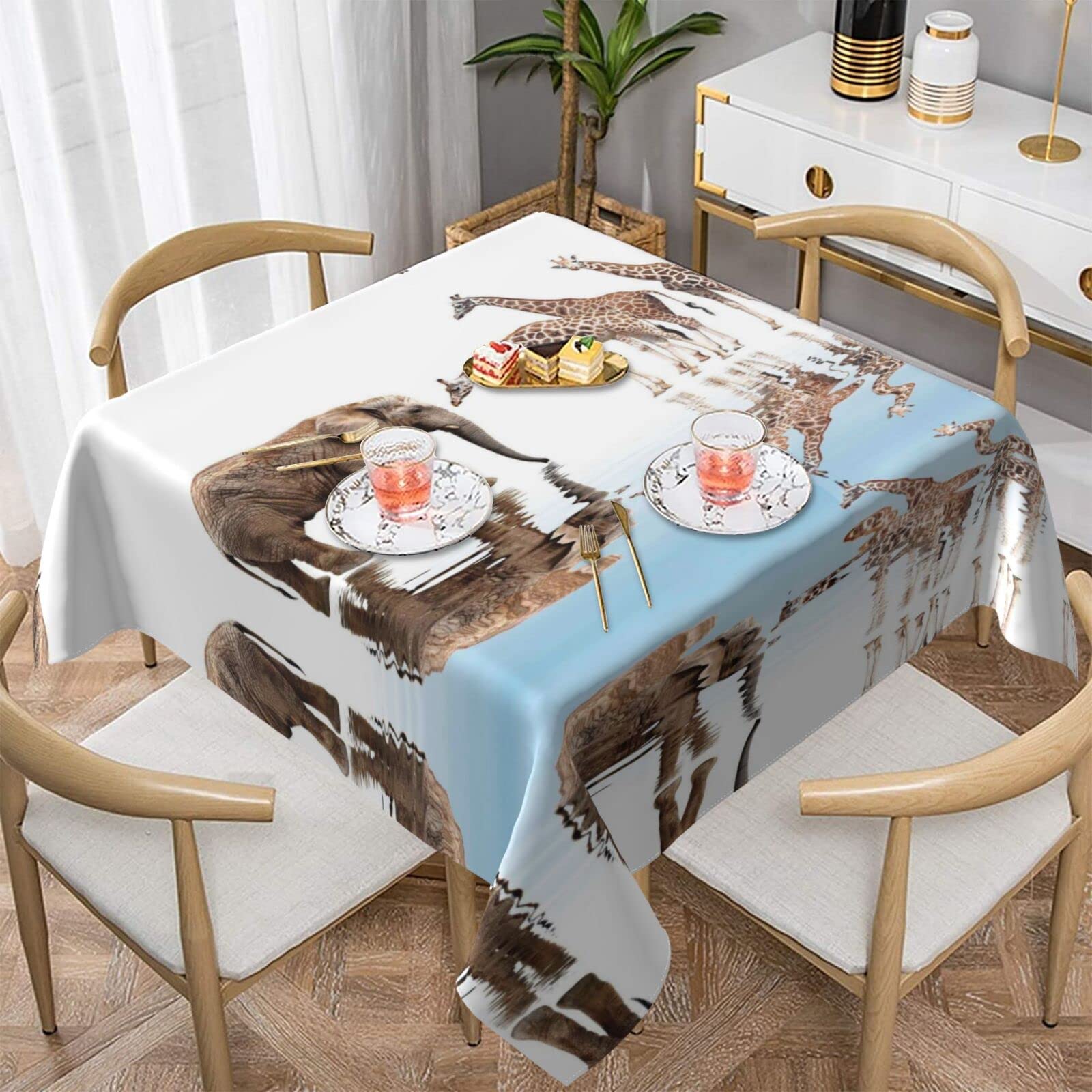 Nappe carrée anti-tache pour éviter les corvées de nettoyage motif girafe