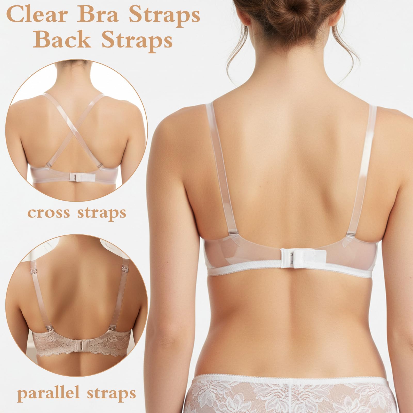 Ouligay 21 Stück Durchsichtige BH Träger Unsichtbare Klare Verstellbare BH-Träger Clips rutschfeste BH-Klammer Rücken Elastische Ersatz BH Schultergurte Bhzubehör für Damen Bra