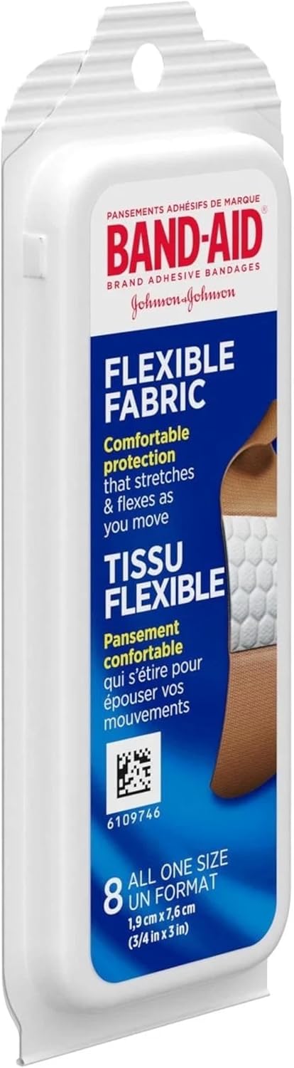Band-AID Flexible Fabric Bandages One Size Travel Pack, 8 Each (Pack of 24)