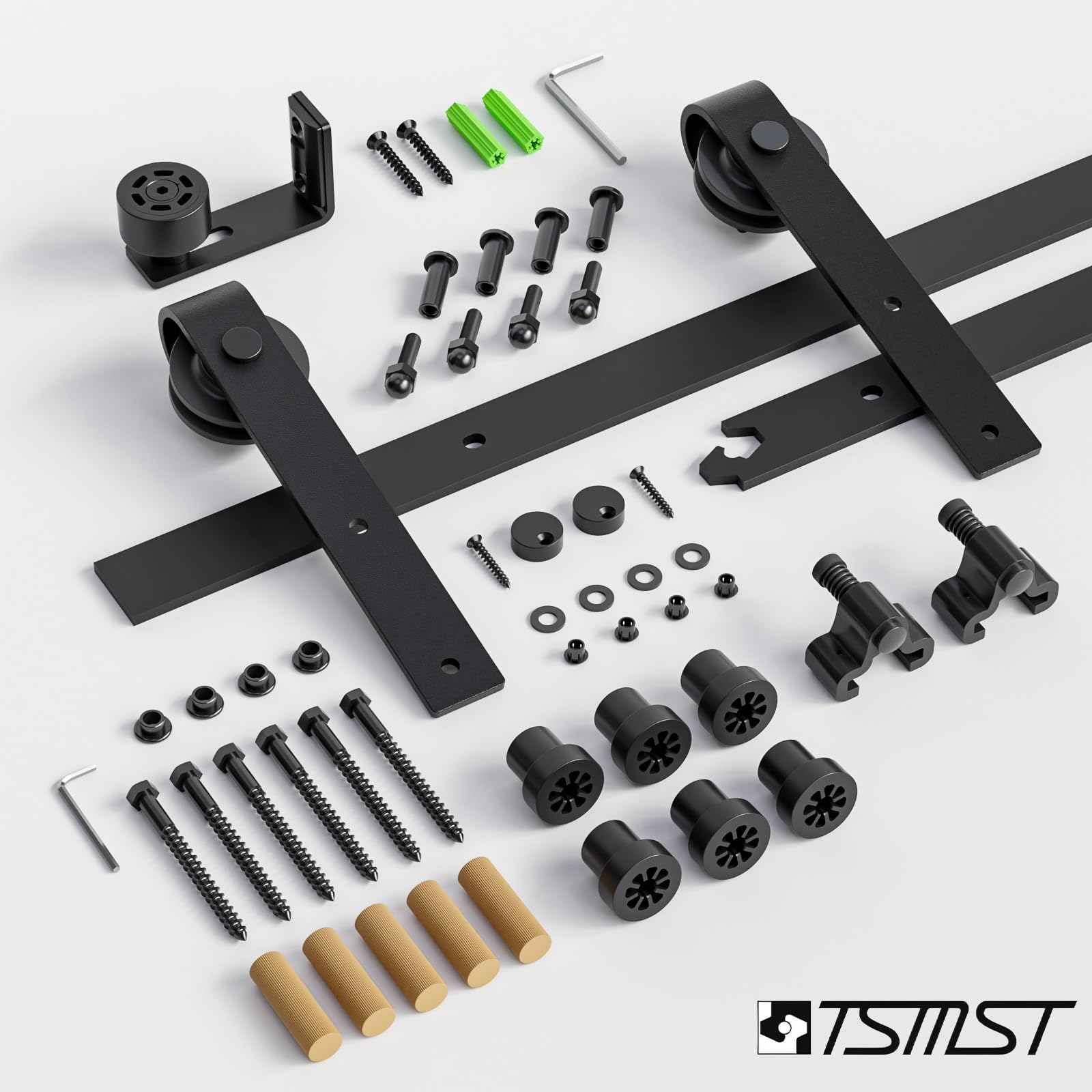 TSMST 173cm/5.5FT Quincaillerie Kit de Rail pour Porte Coulissante Porte de Grange, Kit de Rail de Porte de Grange,forme de J