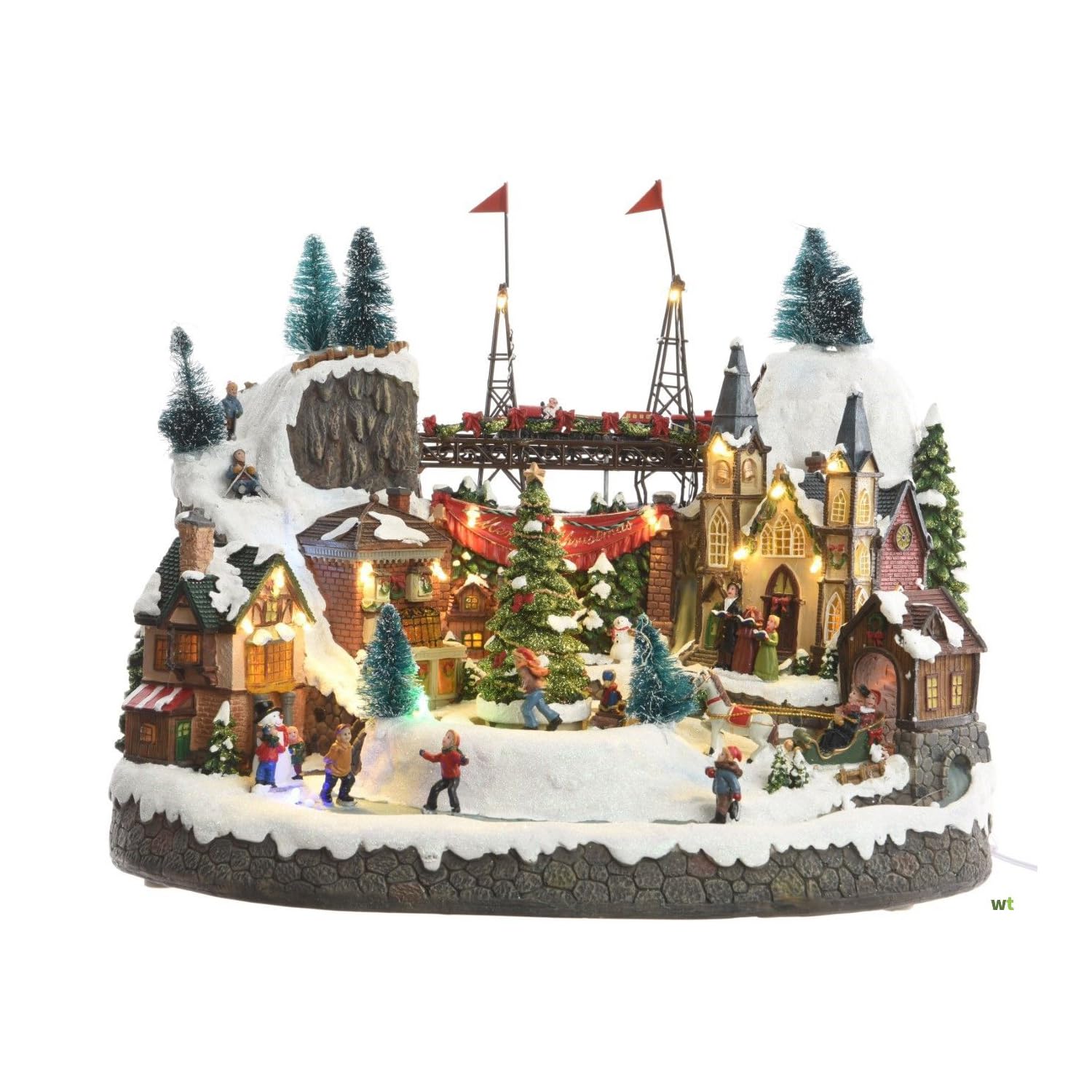 Maison De Village De Noël Avec Scène De Noël Led Traîneau H 23 Cm 20 X 13 Cm Musica Ean 8024199076891
