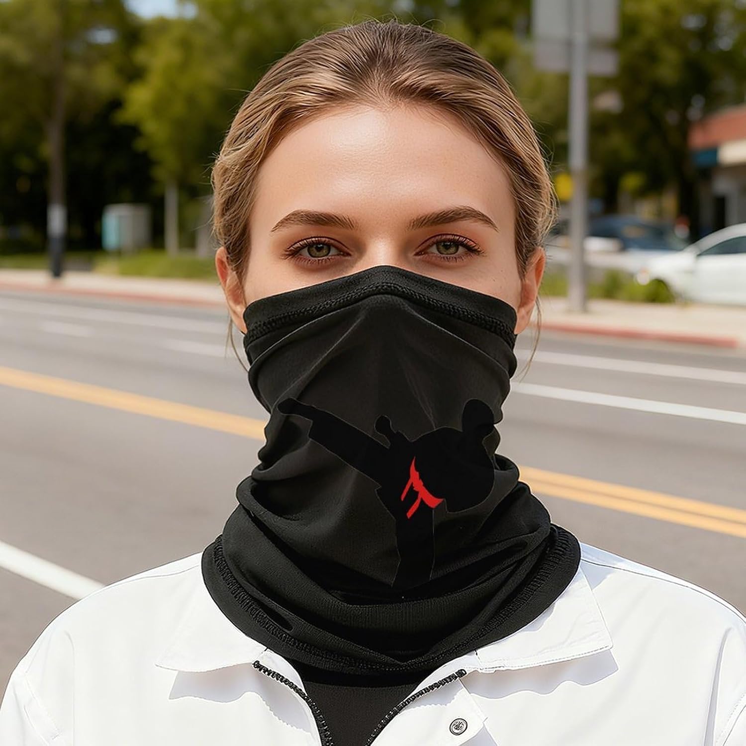 Karate Boy Changeable Belt Color Neck Gaiter Face Mask UV Protection for Men Women, Breathable Quick Dry Face Cover Bandana Outdoor Sports Balaclava Wind-Proof for Hiking Skiing Motorcycle Cycling