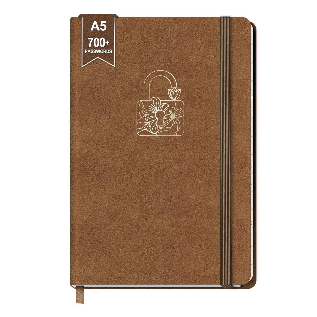 BIROYAL A5 Passwort Buch Deutsch - Passwortbuch mit Register A-Z - Platz für 700+ Passwörter - Hardcover Notizbuch mit Register für Websites, Benutzernamen und Passwörtern (21,5 x 14,5 cm)