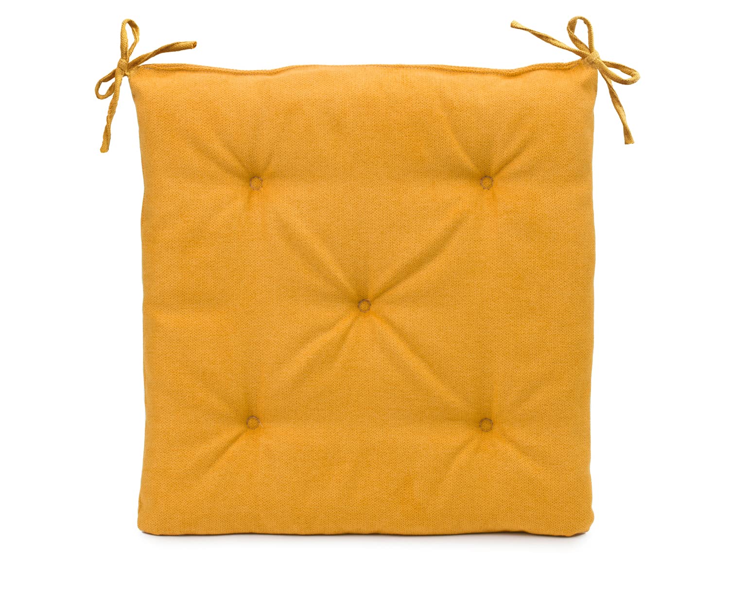 Gözze - Cojín de asiento con correas de fijación, Cojín de silla, Acolchado, Darco, 40 x 40 x 4 cm - Mostaza