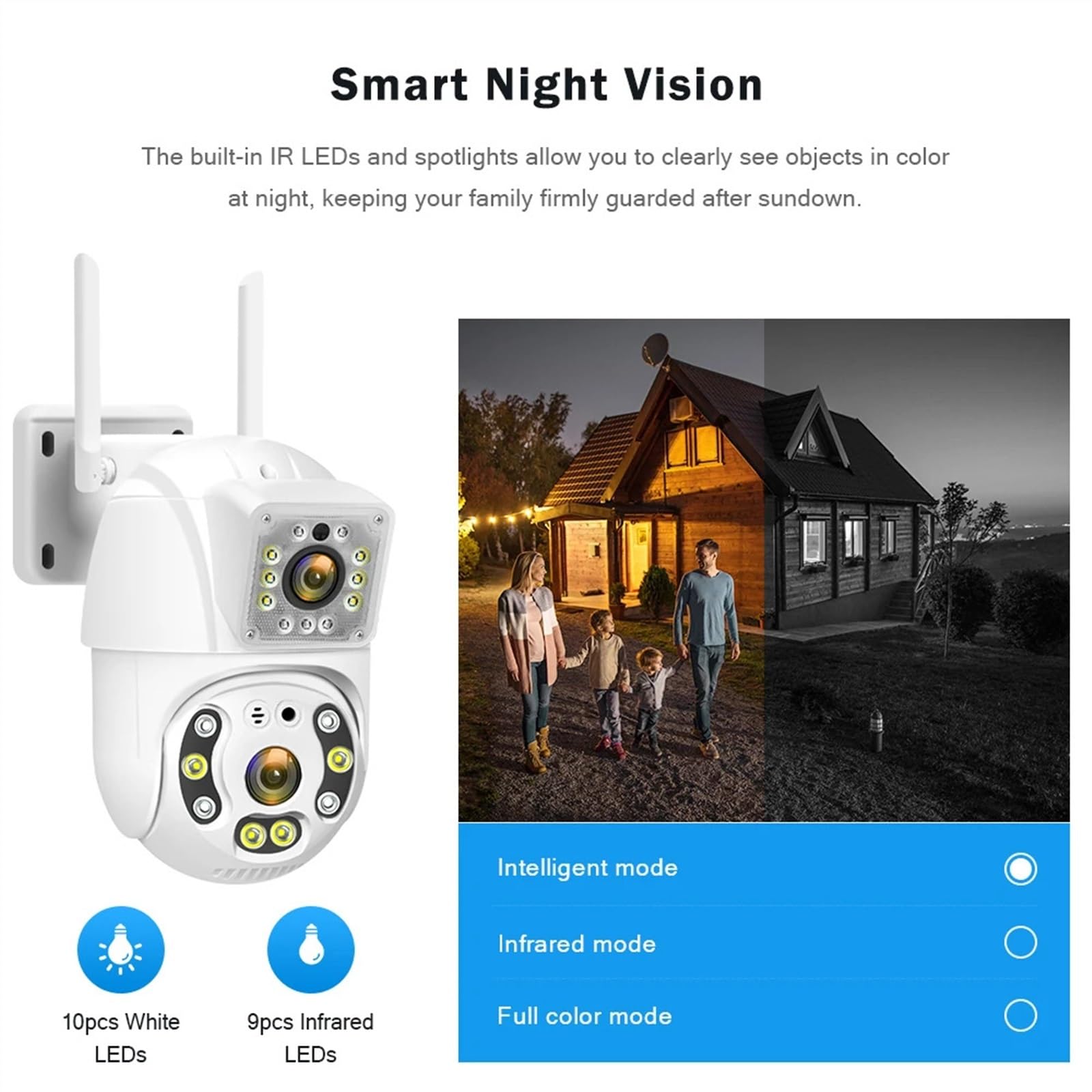 Caméra de sécurité, Caméra IP PTZ 4MP 5X, Double Objectif, détection Humaine, de Mouvement, vidéosurveillance, Vision Nocturne, Surveillance extérieure(4MP add 64G)