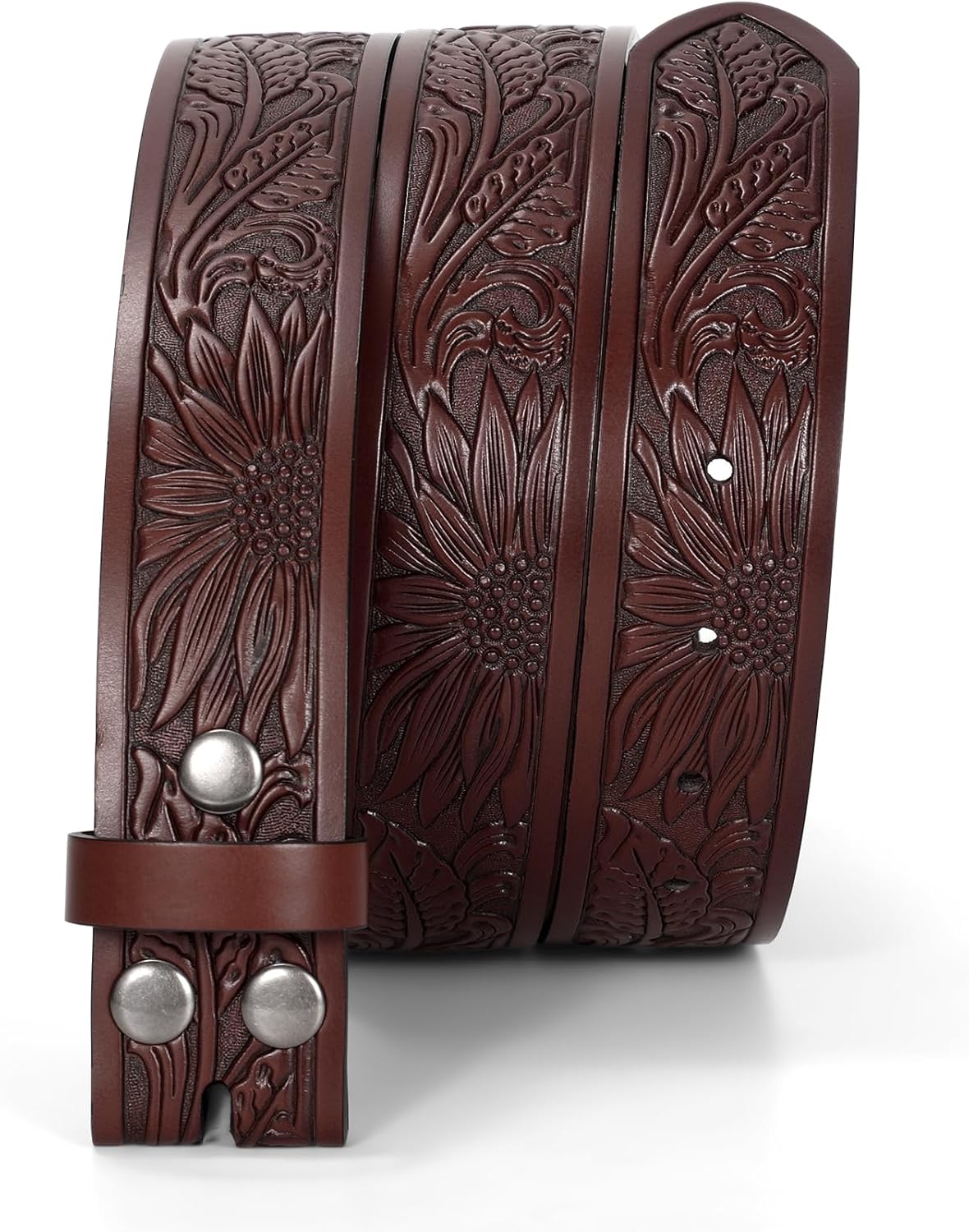 TRIWORKS Western Belt for Men without Buckle Cowboy Leather Belt Country Belt 1.5”Embossed Leather Belt Strap - Image 7