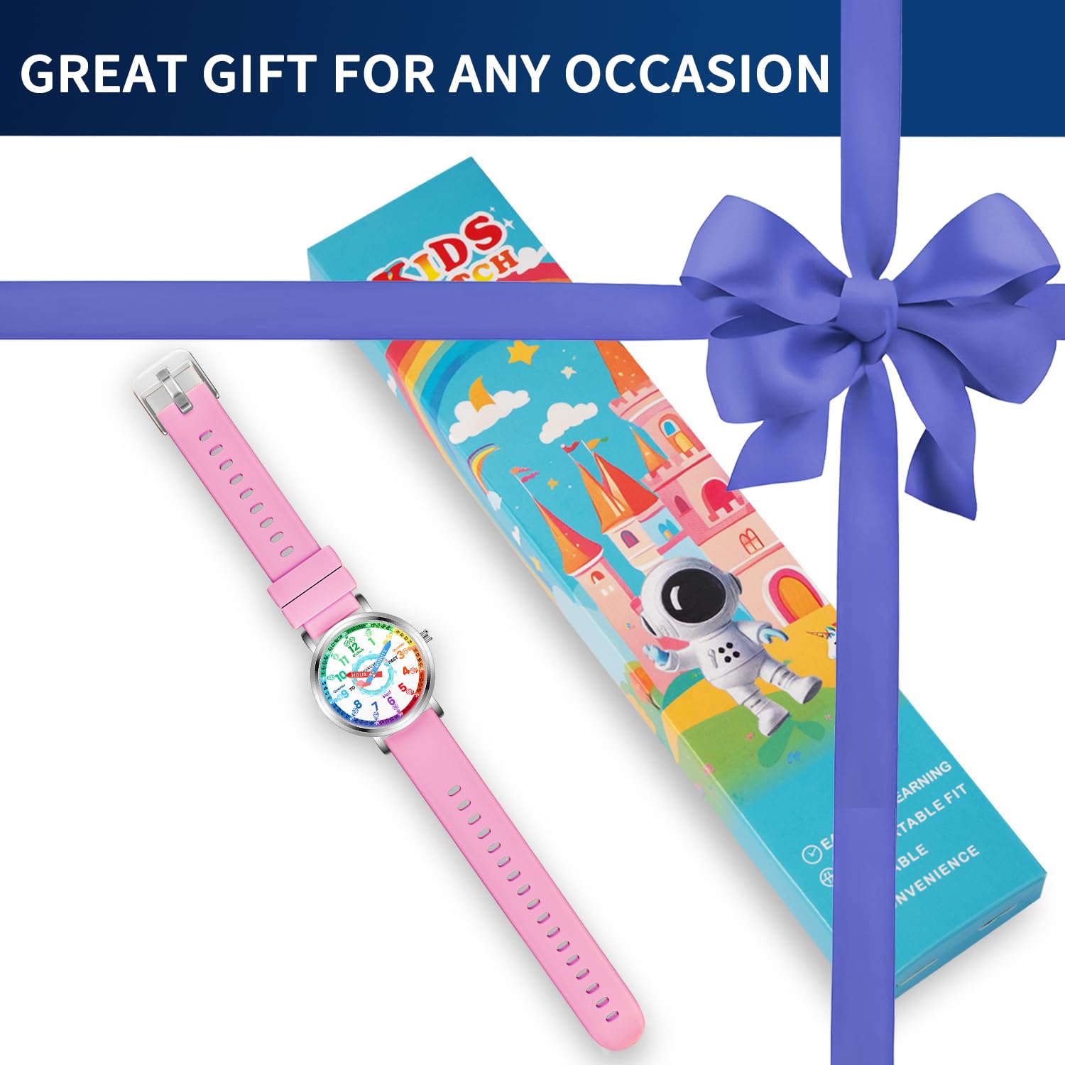 Orologio analogico per bambini, orologio da apprendimento per bambini dagli 8 ai 12 anni, impermeabile per bambini dai 5 ai 7 anni, 6-8 anni, orologi per ragazze
