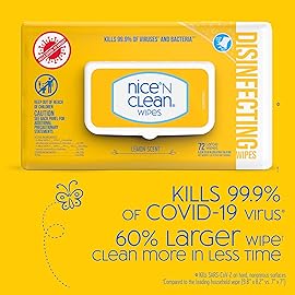 Nice \'N Clean Disinfecting Surface Wipes 304ct | Cleans & Disinfects Home & Kitchen Surfaces | Fresh & Lemon Scent