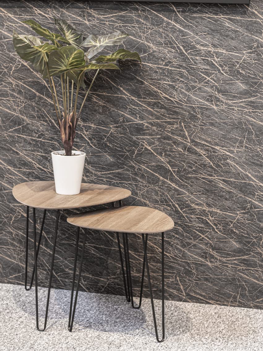 HAKU Table d'appoint en chêne Noir, MDF et métal - Dimensions : L 48 x H 48 x P 48 cm - Style : Moderne
