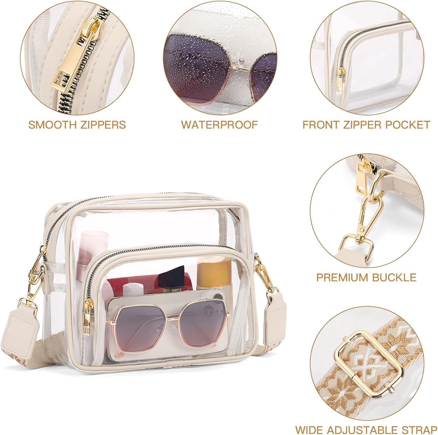 SENDEFN Clear Purse for Women, Clear Bag Stadium Approved with Front Pocket for Concerts, Sports, Festivals - Image 4