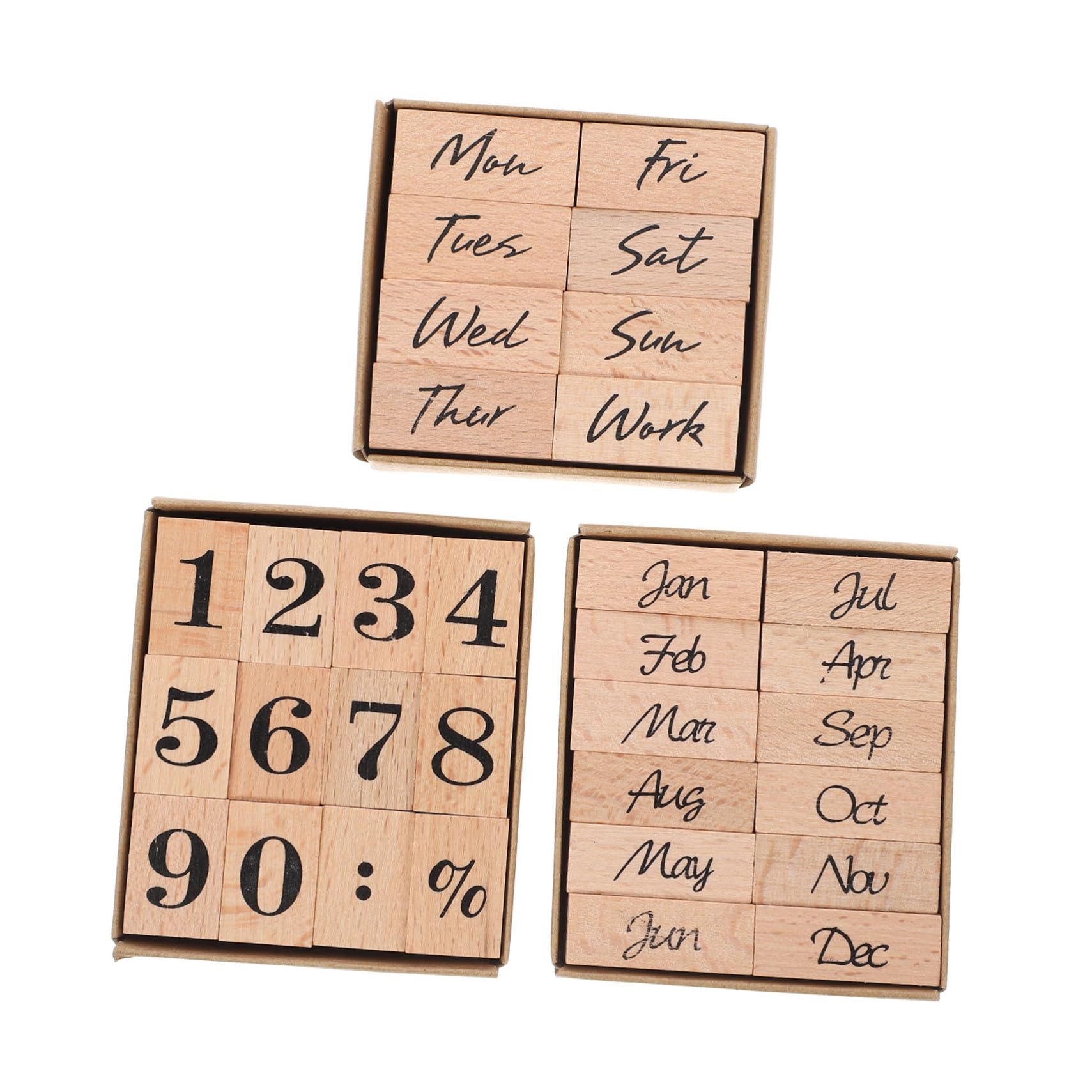 32 Stück Holzstempel mit Monats und Wochenmotiven Dekorative Datumsstempel für Scrapbooking und Kartenherstellung für Kinder und Bastler