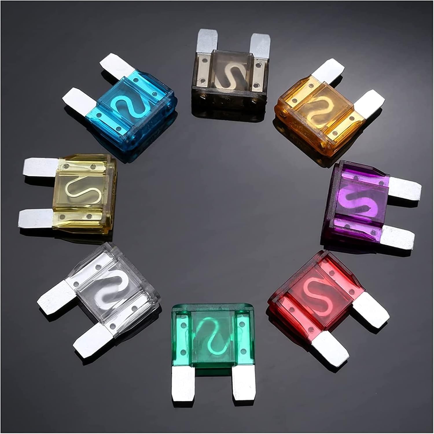 24pcs 8 Kinds Car Truck RV Electrical Fuse Kit Big Maxi Blade Fuse Assortment Set 20A-100A for Auto Car SUV Fuse Holder