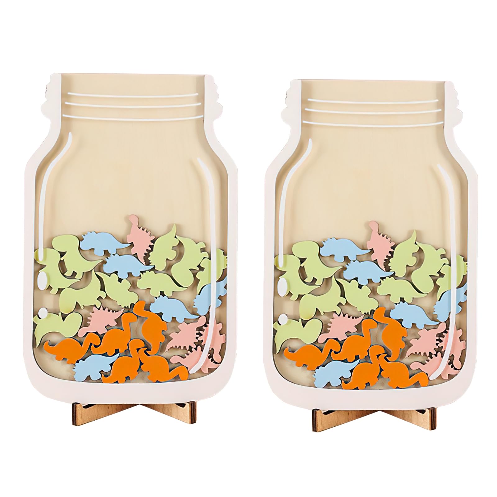 2Pcs Reward Jar,Reusable Reward Jars For Children,Good Behaviour Chart Reward Pot For Home Classroom School Teacher Parent Reward Chart Ornaments(Dinosaur)