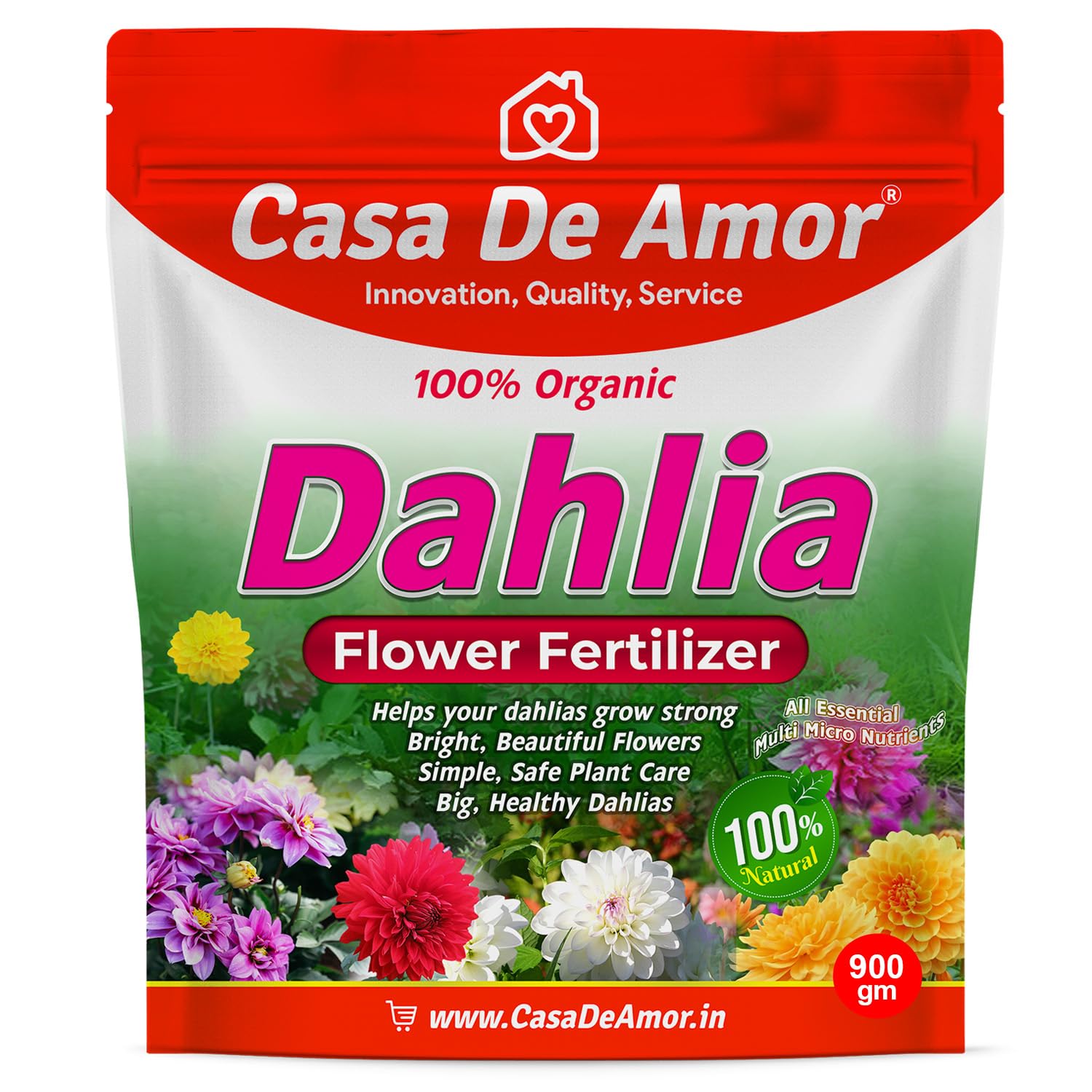Casa De Amor Organic Dahlia Flower Plant Fertilizer – Boost Blooms for More Size and Beauty (900 gm)