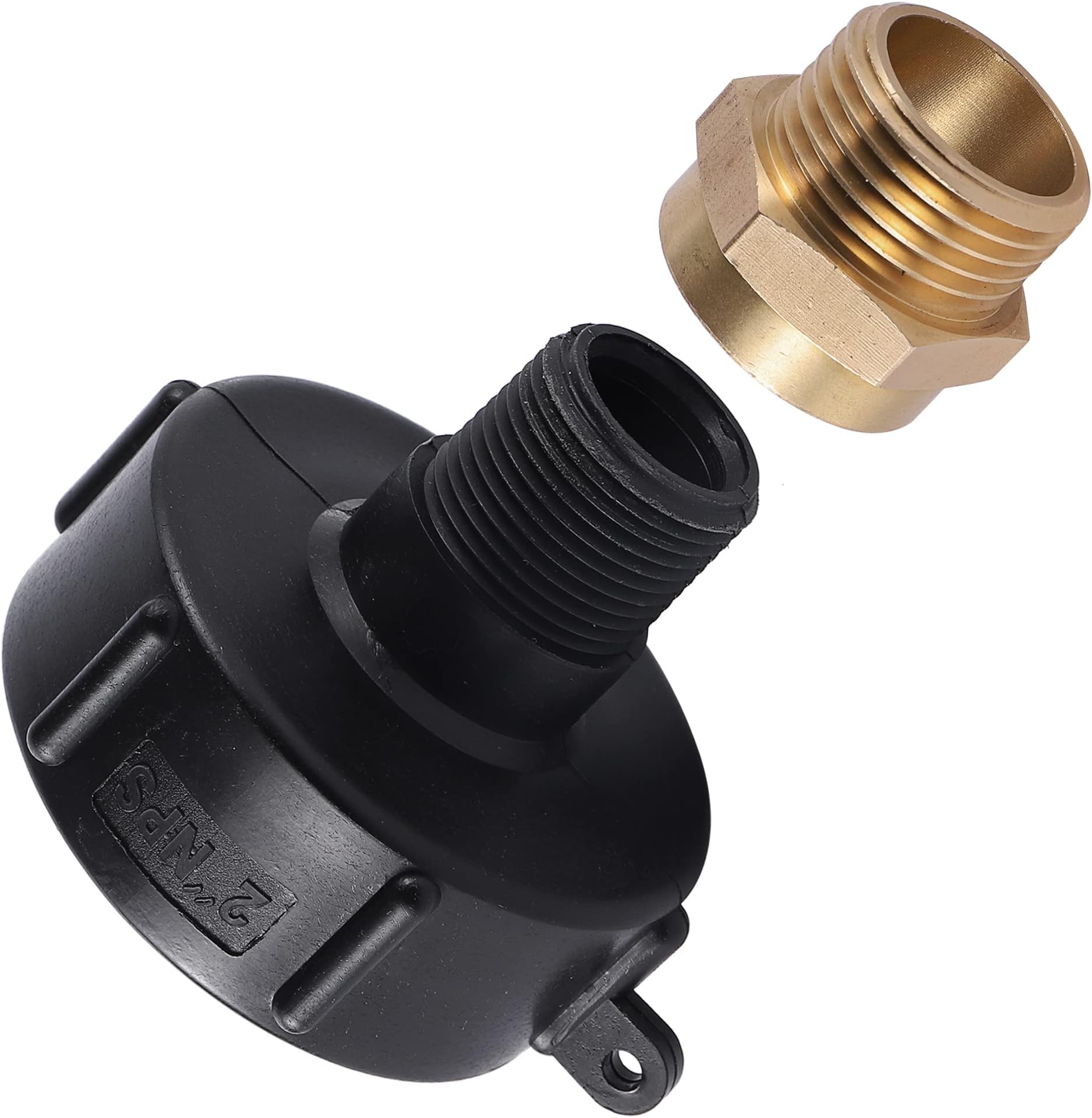 IBC Tote Fittings IBC Tote Hose Adapter 2" NPS Thread x 3/4" Male IBC Drain Adapter with 3/4" BSP Female x 3/4" GHT Male Connector Garden Water Tank Hose Adapter