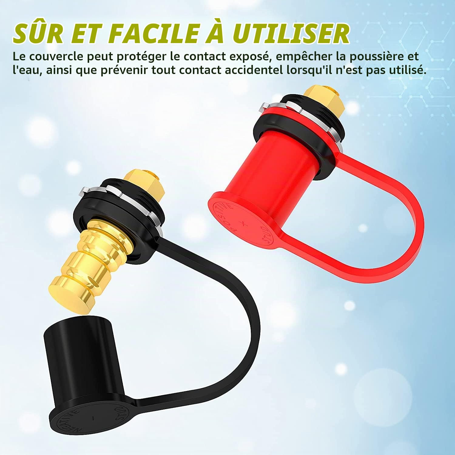 Greluma 1 Paire Borne de charge de batterie 250 A M10, bornes de batterie à distance de 3/8" avec couvercle étanche, borne de chargeur de batterie de 20 mm pour camion, bateau, ATV, canette