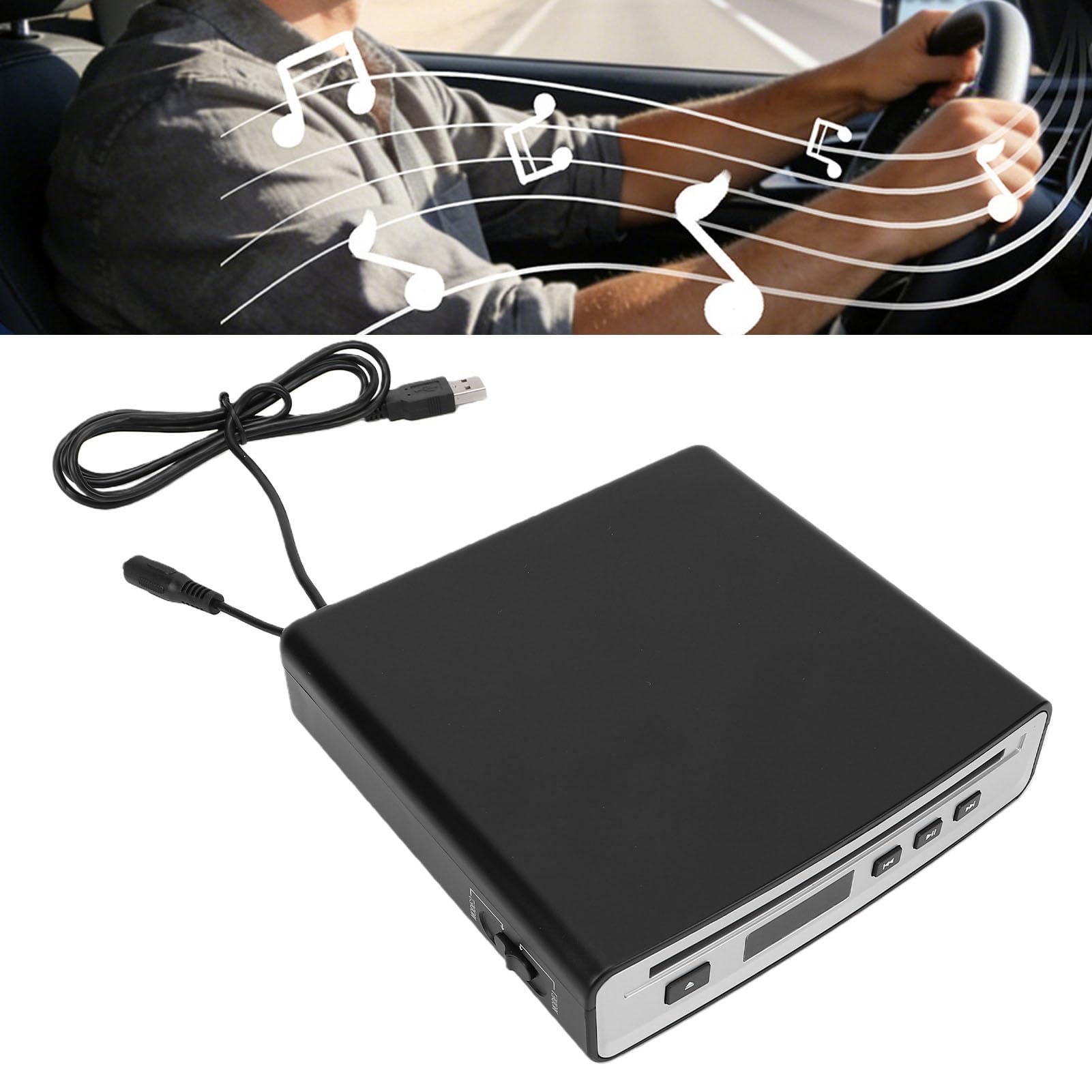 Zunate Lettore CD Portatile per Auto, Lettore CD USB Esterno Avanzato Antiurto, Audio per Auto Plug and Play per Musica per Veicoli, Ufficio Domestico