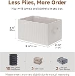 StorageWorks Paniers de rangement pour étagères, bacs de stockage en tissu pliable avec poignées, paniers de conservation en tissu Organisateur de vêtements, bandes beiges, 3-Pack, Moyenne