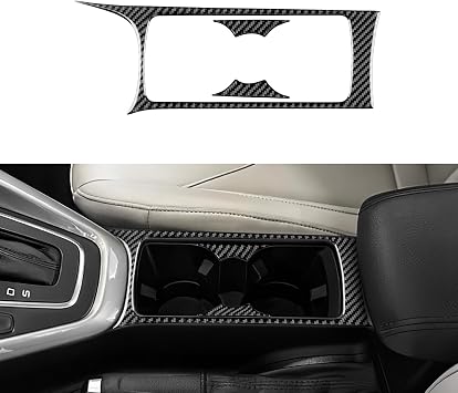 Real Carbon Fiber Car Gear Cup Holder Sticker, Covers for Ford Focus SE 2015-2018, Interior Decal Car Accessories, Black