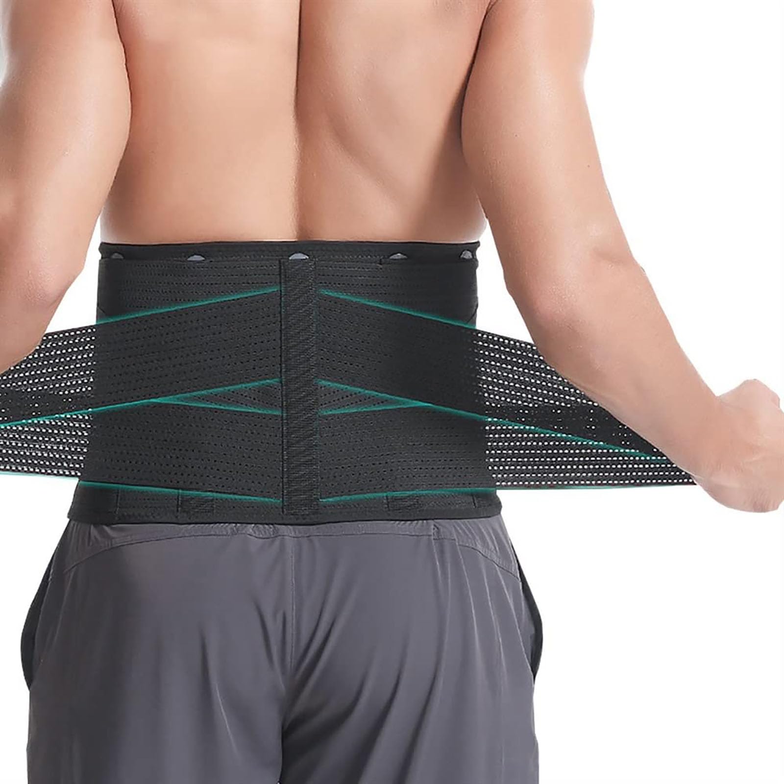 Soporte de espalda de doble compresión Cinturón de descompresión lumbar Correa de cintura transpirable para aliviar el dolor de espalda baja, escoliosis, hernia de disco, ciática (negro S)