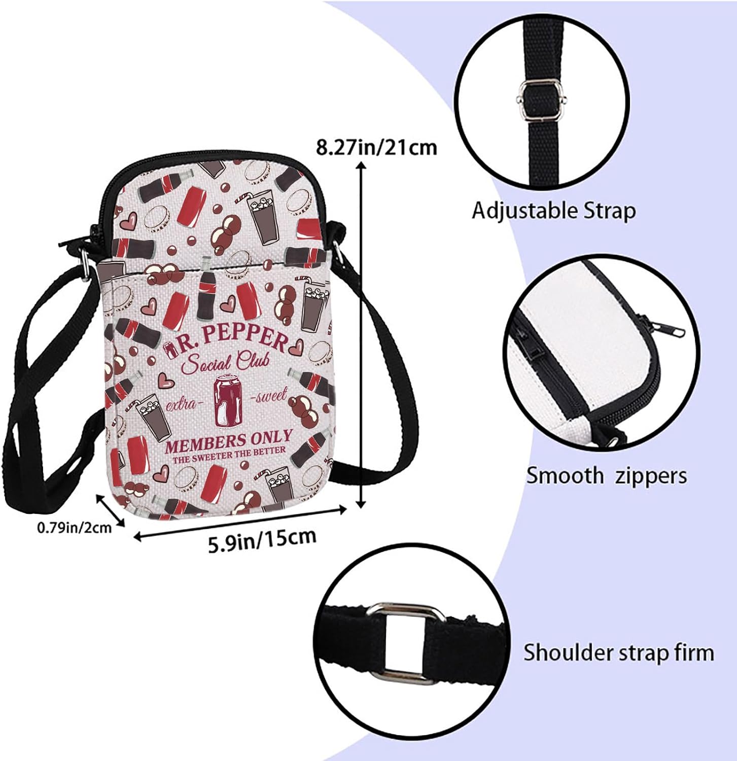 ZJXHPO Soda Social Club Cross Body Bag Soda Drinks Messenger Bag Soda Addict Gift Soda Lover Gifts Soda Drinker Shoulder Bag (Member Only CB) - Image 4