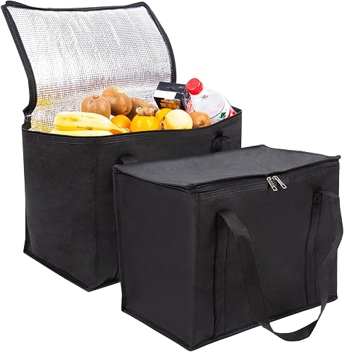 Cooler Box, 35L Insulated Cooler Box, Thermal Food Delivery Bag Cool Bags with Zip Big Cold Bag Picnic Reusable Insulation Shopping Bags Foldable for Beach Camping Work Trip