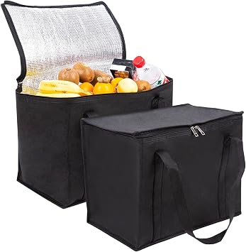 Cooler Box, 35L Insulated Cooler Box, Thermal Food Delivery Bag Cool Bags with Zip Big Cold Bag Picnic Reusable Insulation Shopping Bags Foldable for Beach Camping Work Trip