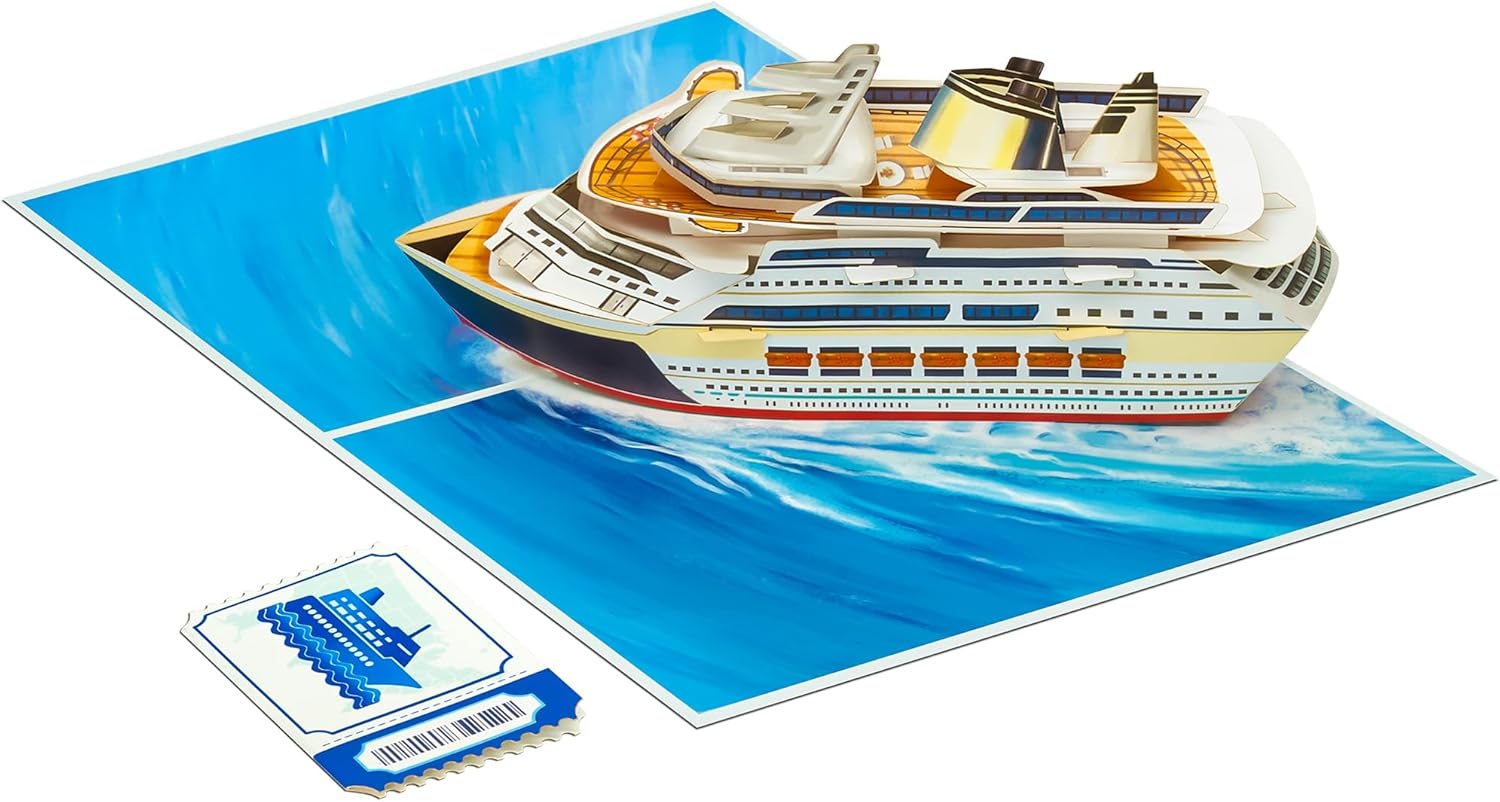 Cruise Ship Pop Up Card, Travel, Ocean, 3D Greeting Cards, Gift For Fathers Day, Retirement, Birthday, Dad, Grandfather, Men, Coworker, Boss, 5x7 - Includes Envelope And Message Note - Image 2
