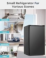 Vista 6 de Mini refrigerador con congelador - 3.2 pies cúbicos, refrigerador mini de una sola puerta con termostato ajustable, refrigerador pequeño