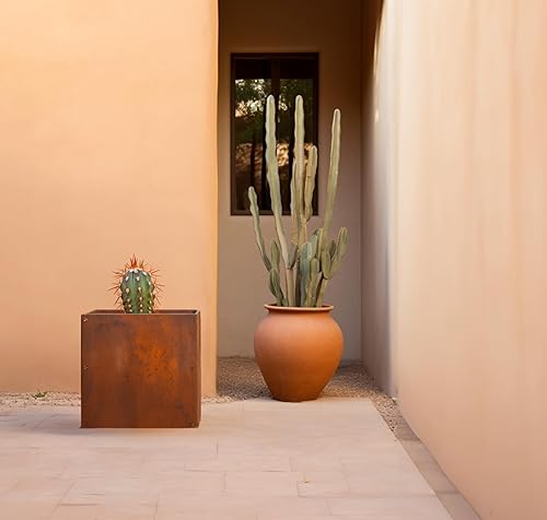 Miniatura 5 de DIY CARTEL Corten - Maceta de acero para exteriores, diseño rústico y moderno, cama grande de metal elevado para uso comercial y residencial (12 x