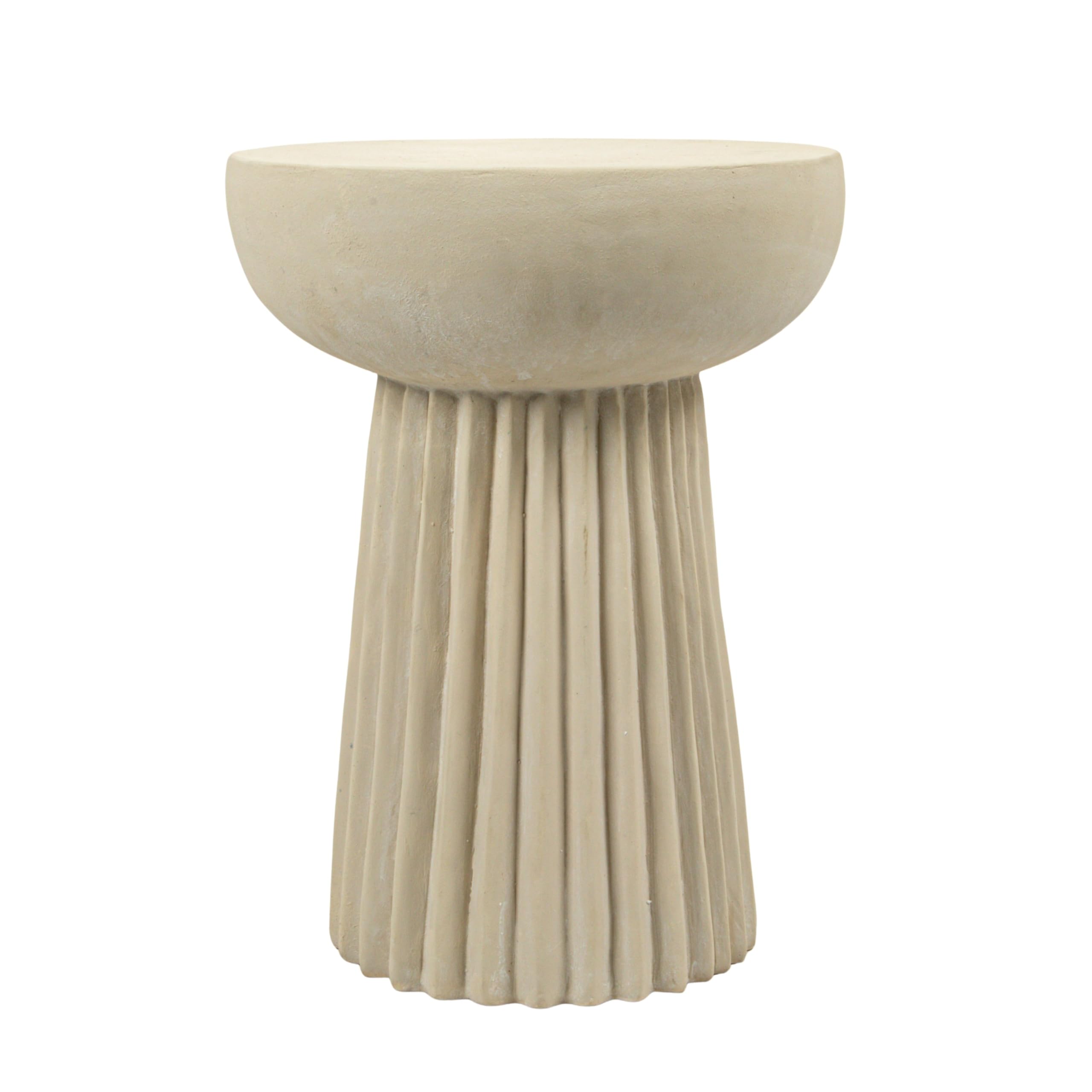 Creative Co-Op Magnesium Oxide Side Table, Cream
