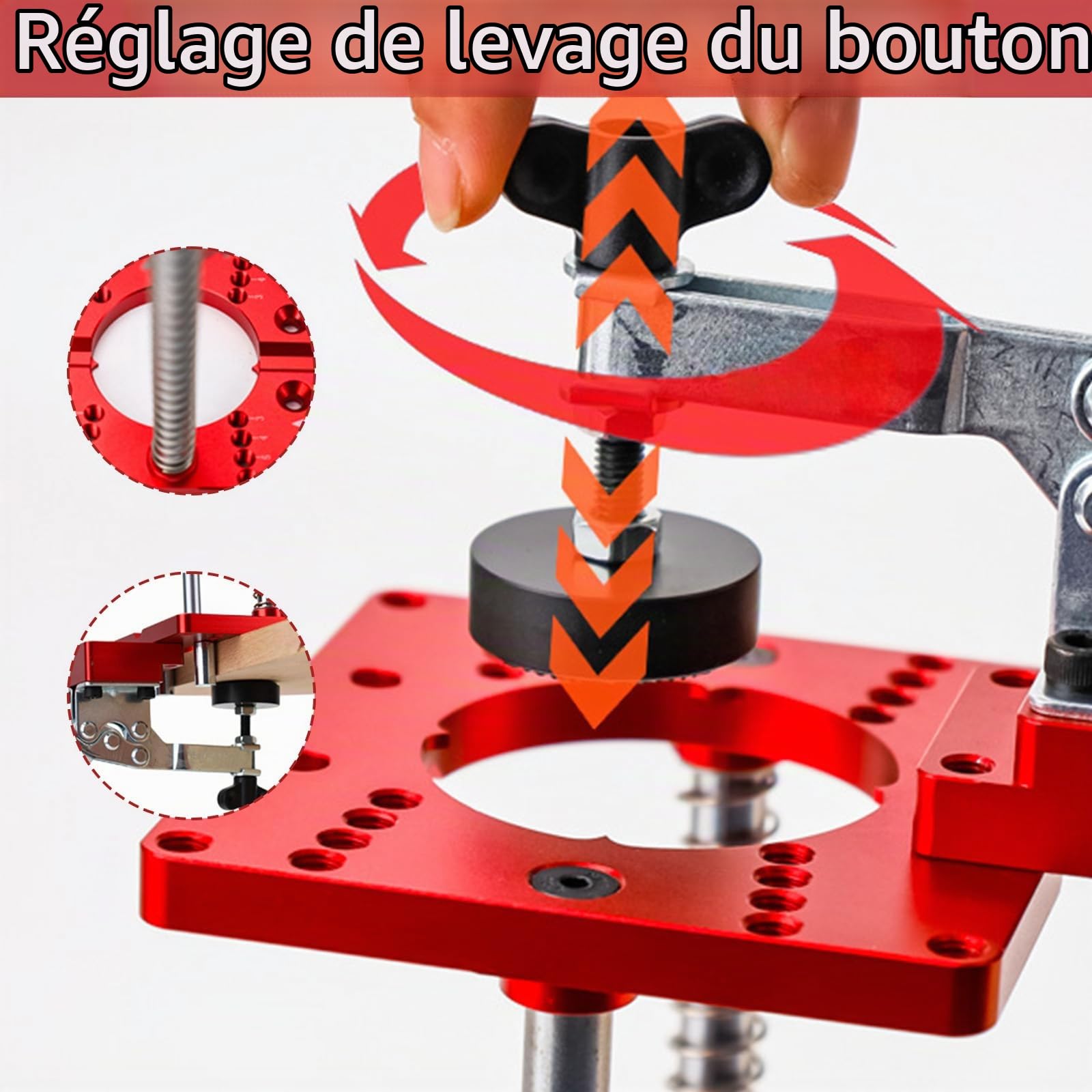 Support de Perceuse à Colonne, Guide de Perçage Portable Localisateur de Charnière de Support de Perçage Support de Perceuse à Main avec Mandrin à clé échelle Réglable pour Perceuse